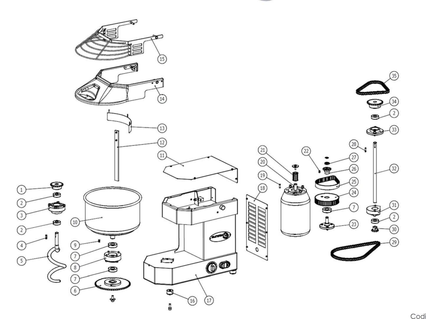 Small/Evo/Easy Line 20 drive shaft and pinion - Pizza Solutions