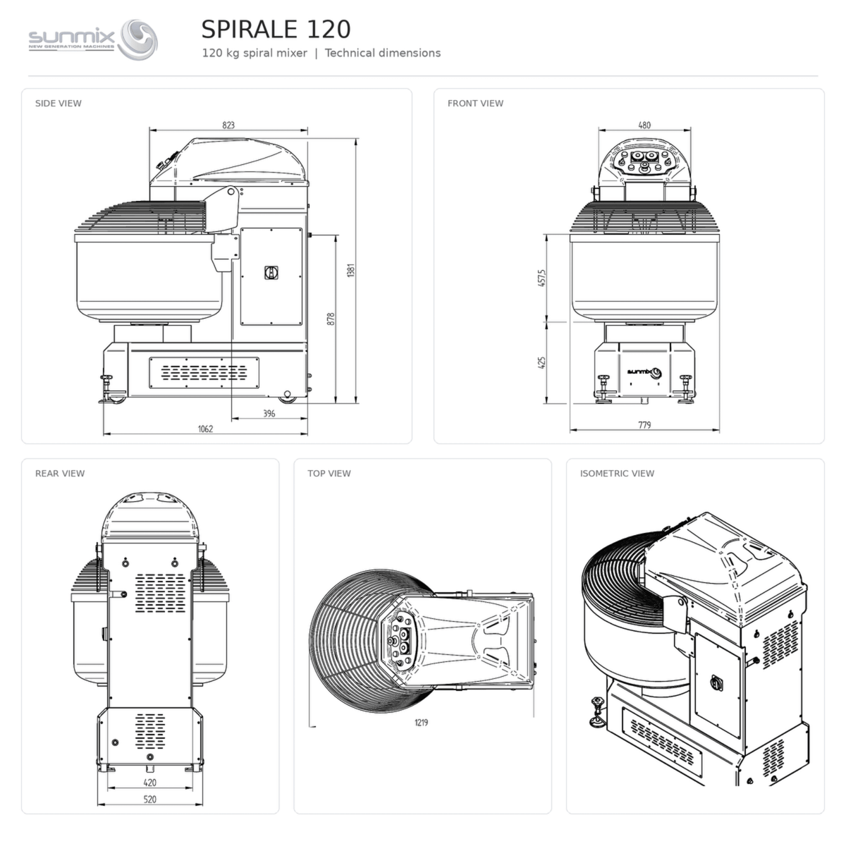 Sunmix Queen Line 120kg Spiral Dough Mixer - Pizza Solutions