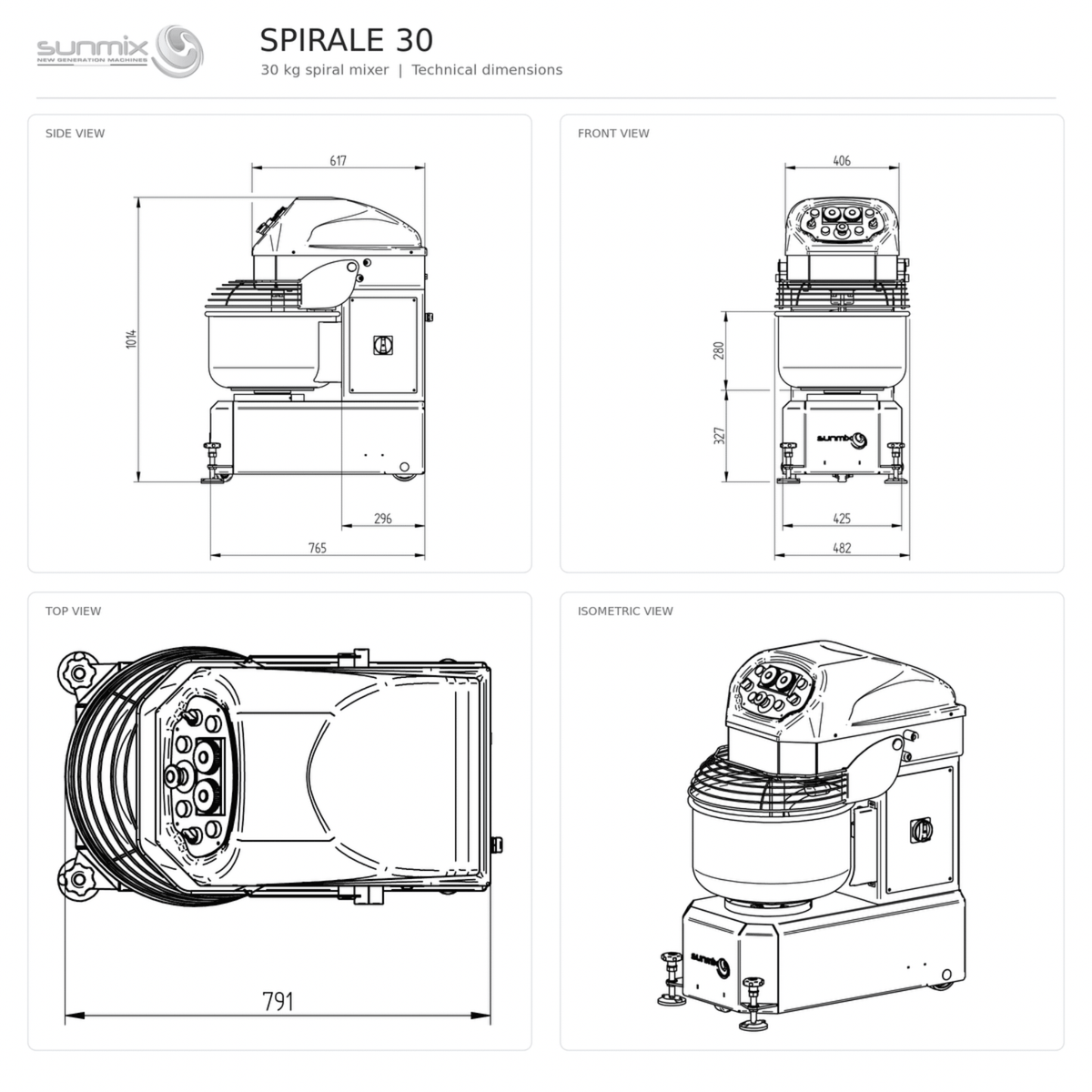 Sunmix Queen Line 30kg Spiral Dough Mixer - Pizza Solutions