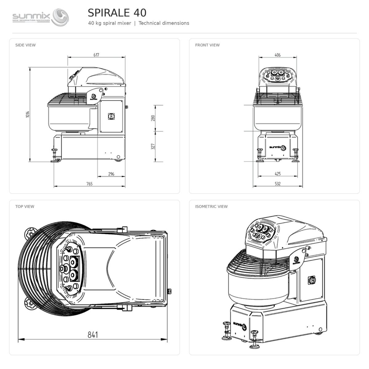 Sunmix Queen Line 40kg Spiral Dough Mixer - Pizza Solutions
