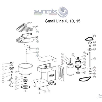 Sunmix Small/Easy/Evo 6, 10, 15 Spiral & Drive Shaft Bearings