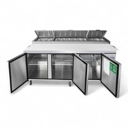 Atosa 3 Door Pizza Prep Counter 24 Dough Tray (360 dough ball) Capacity - Pizza Solutions