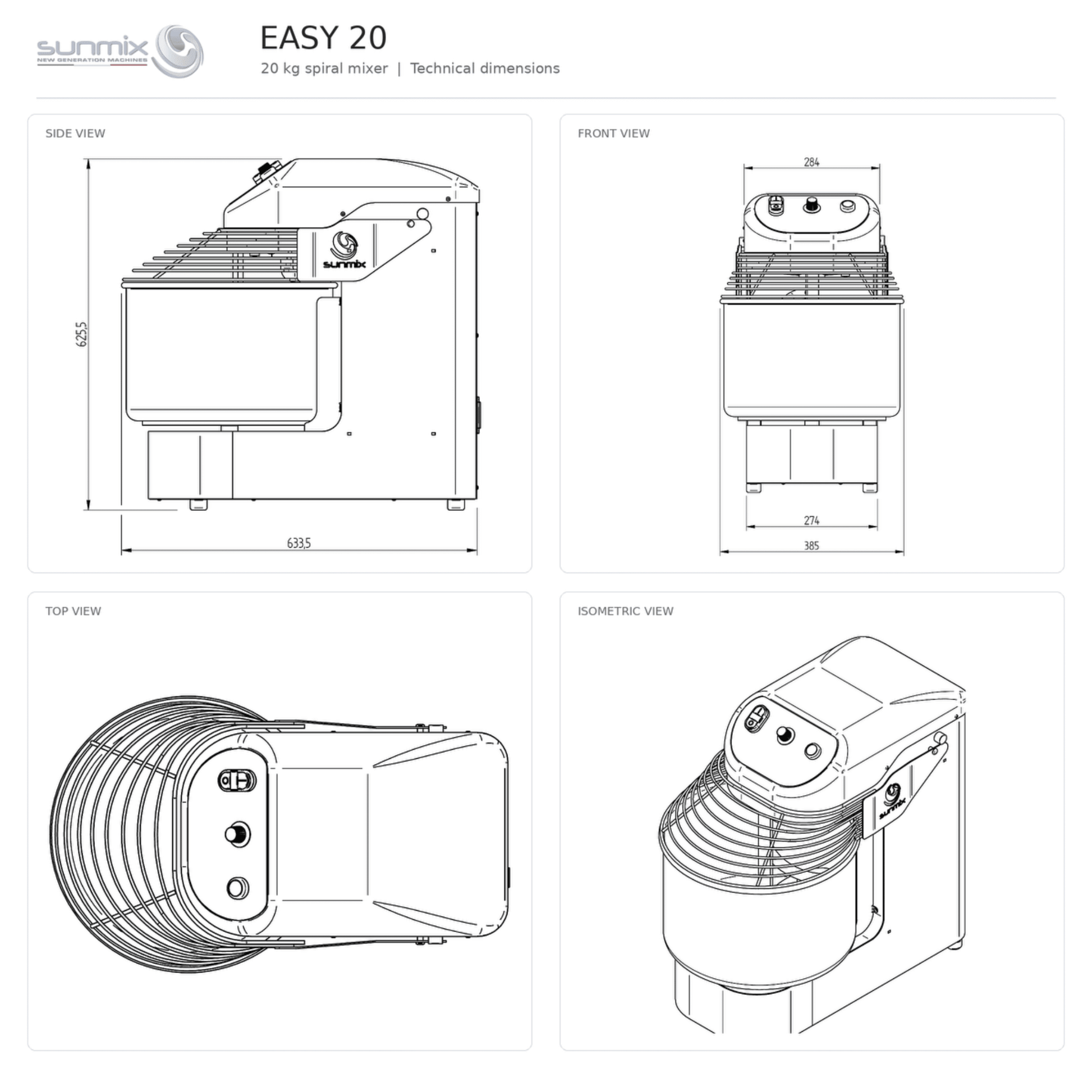 Sunmix Easy Line 20 Spiral Dough Mixer - Pizza Solutions