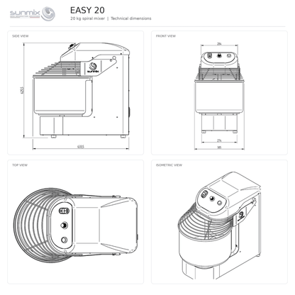 Sunmix Easy Line 20 Spiral Dough Mixer - Pizza Solutions