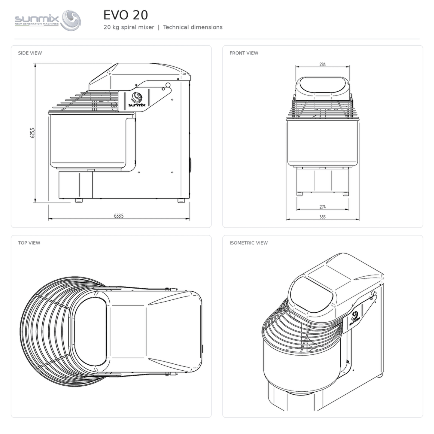 Sunmix Evo Line 20 Spiral Dough Mixer - Pizza Solutions