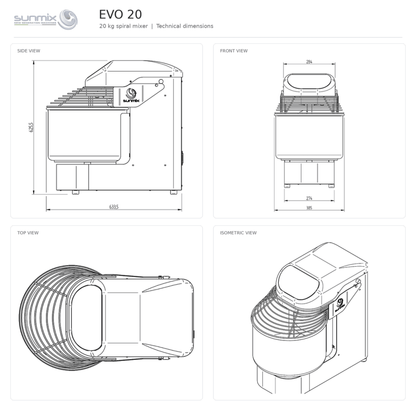 Sunmix Evo Line 20 Spiral Dough Mixer - Pizza Solutions
