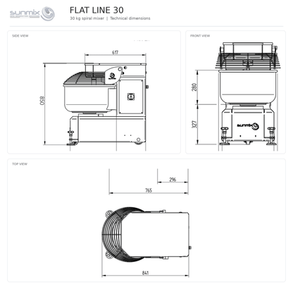 Sunmix Flat Line 30 & 40kg Spiral Dough Mixer - Pizza Solutions