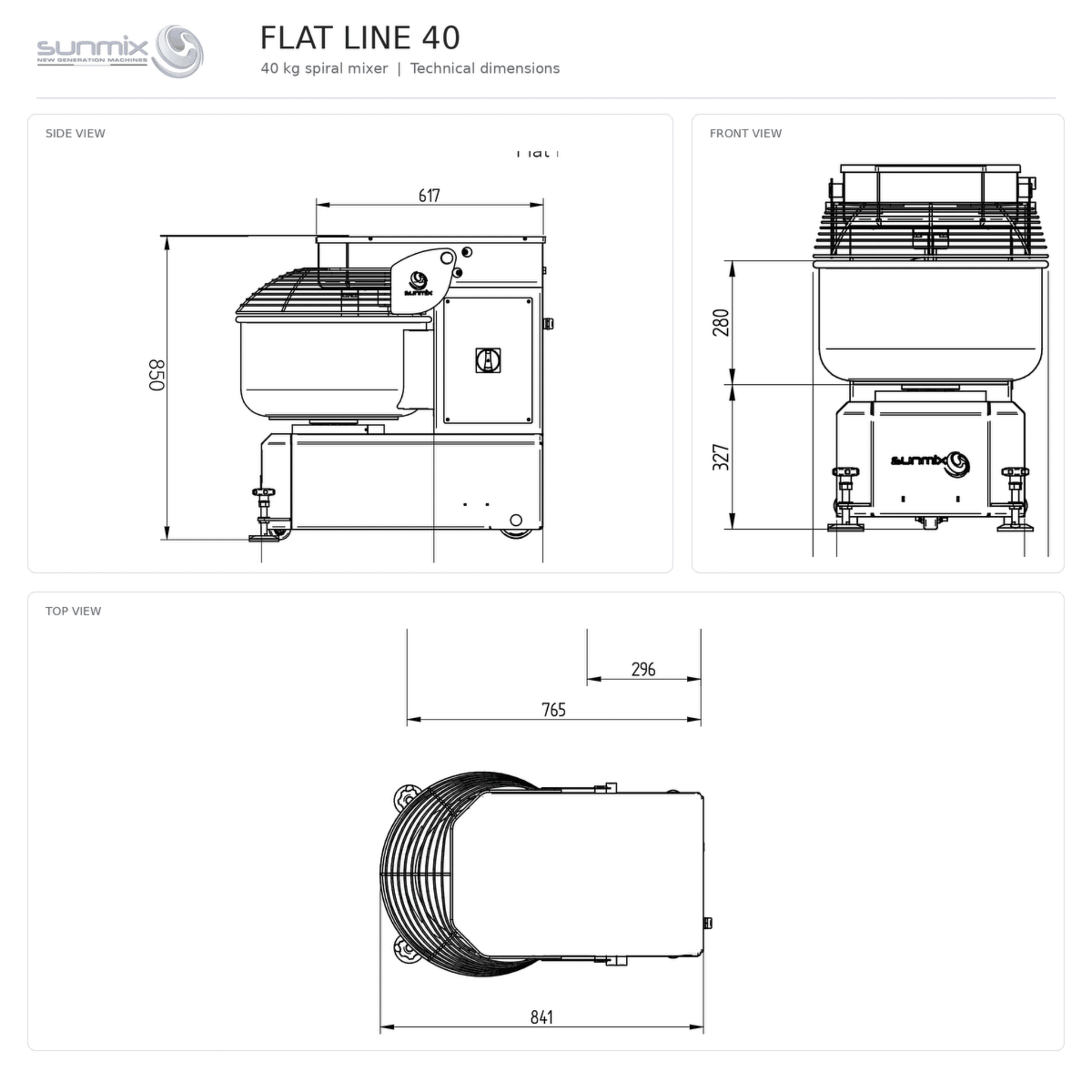 Sunmix Flat Line 30 & 40kg Spiral Dough Mixer - Pizza Solutions