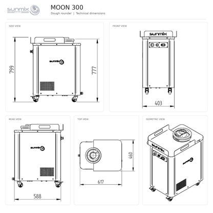 Sunmix Moon 30-350g Dough Rounder/Baller - Pizza Solutions