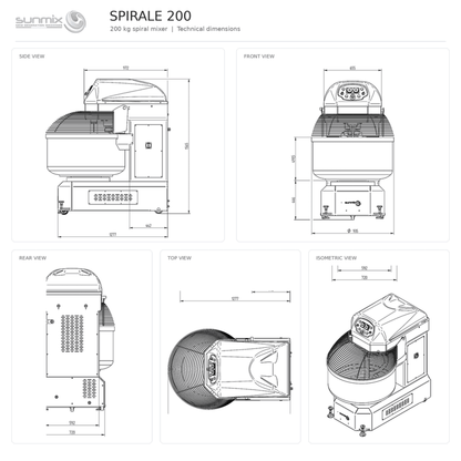 Sunmix Queen Line 200kg Spiral Dough Mixer - Pizza Solutions