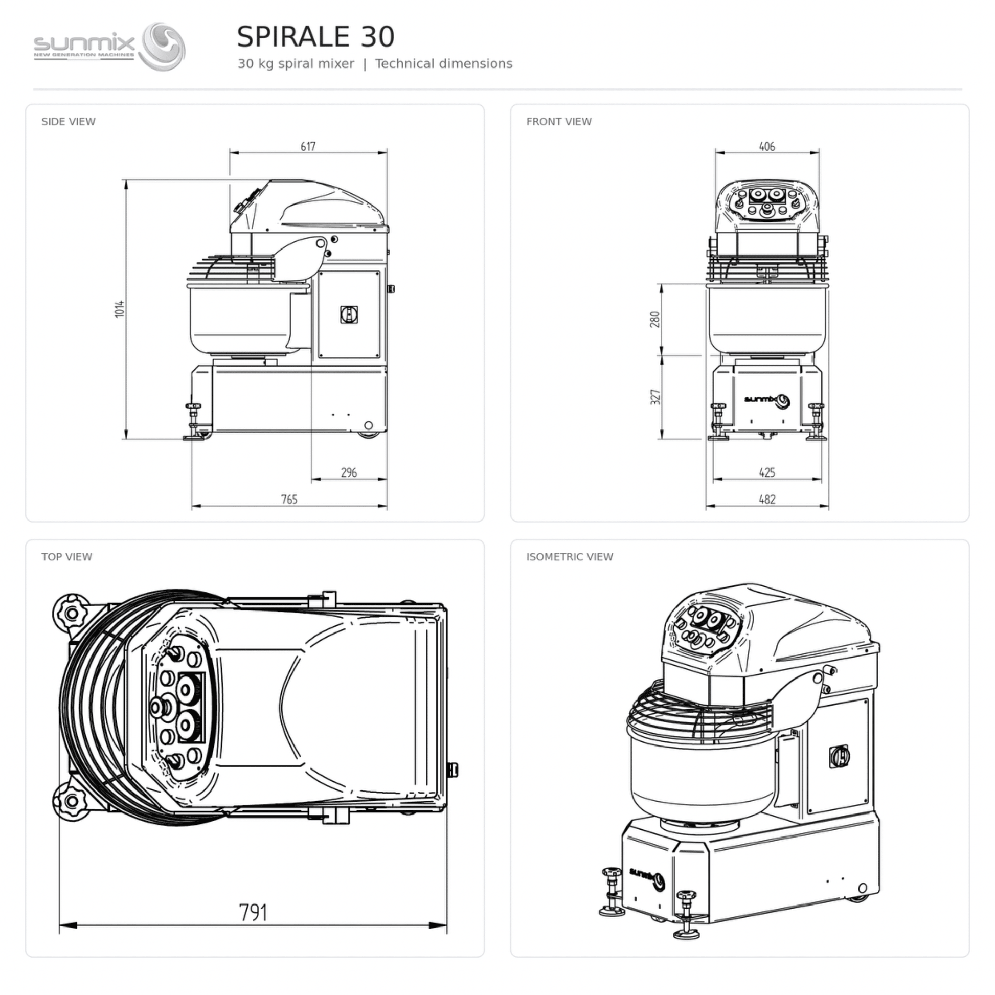 Sunmix Queen Line 30kg Spiral Dough Mixer - Pizza Solutions