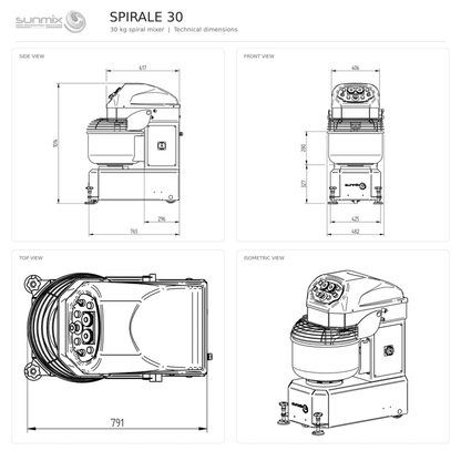 Sunmix Smart Line 30kg Spiral Dough Mixer - Pizza Solutions