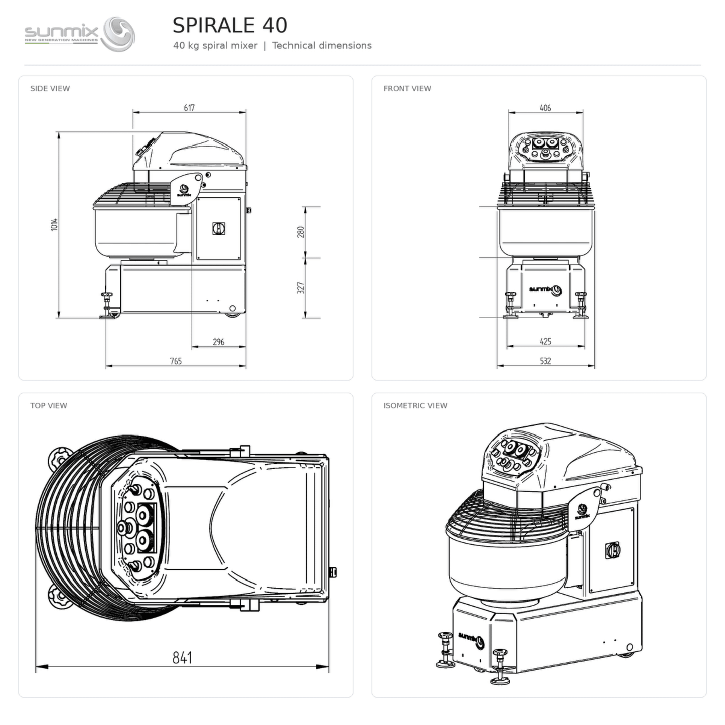 Sunmix Smart Line 40kg Spiral Dough Mixer - Pizza Solutions