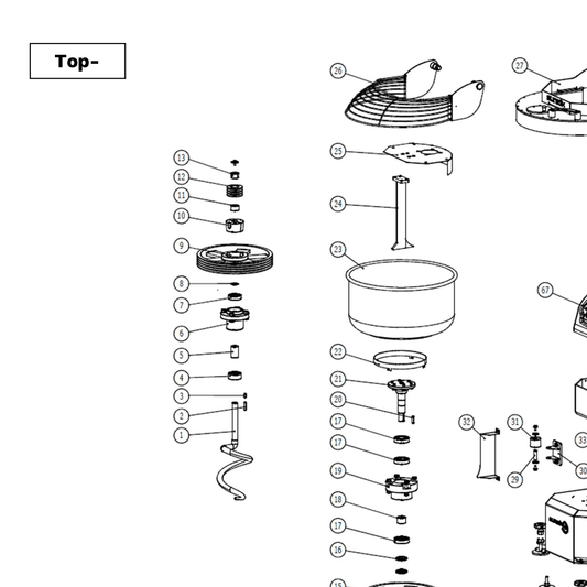 Sunmix Top, Classic, Queen 30/40 Spiral Bearing Housing V2 - Pizza Solutions