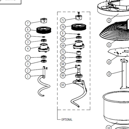 Top Line 50 V1 Spiral Bearing Housing - Pizza Solutions